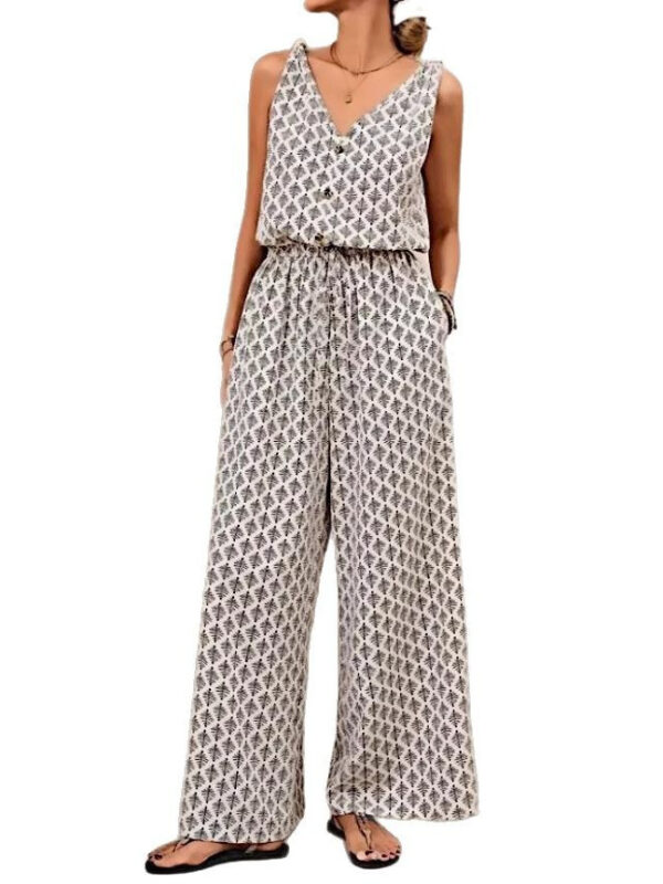 2025 New Plus Size Women Jumpsuit Sexy V Neck Floral Print Belted Waist Wide Leg Romper