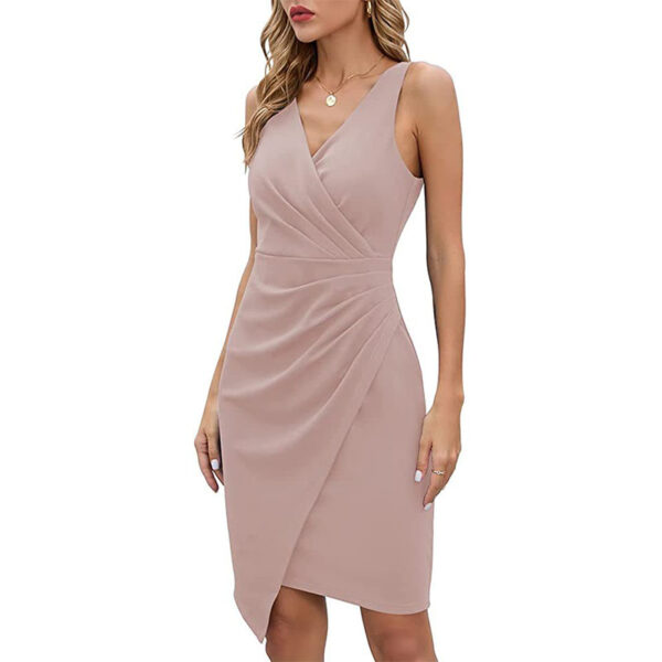 Aggii Women's Dress Sleeveless Cocktail Dress - Deep V - Neck, Wrap Style, Asymmetrical Hem & Color Variety - 图片 9